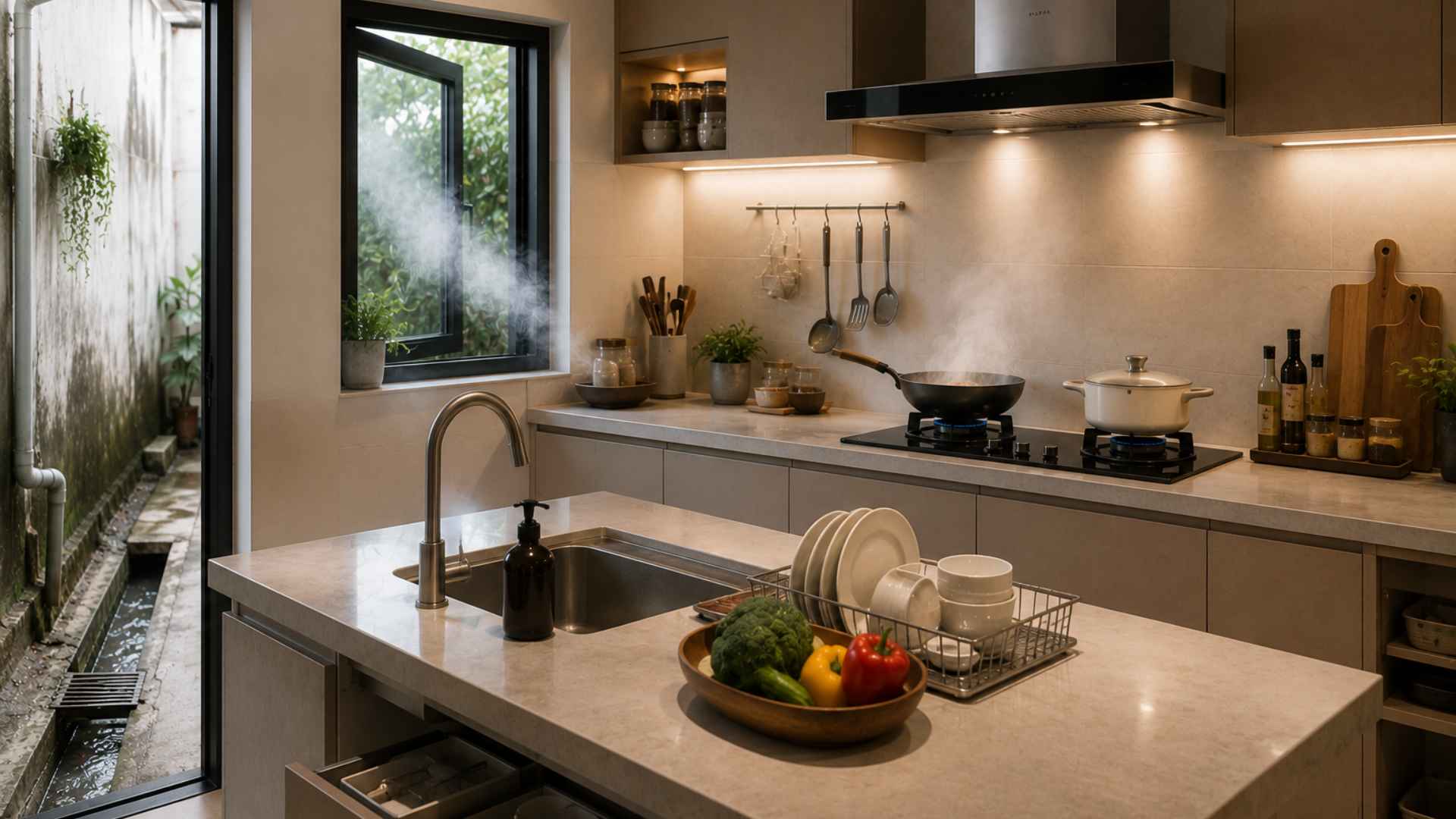 Kitchen space needs to be scientifically designed to ensure safety and convenience. (Photo with AI support)
