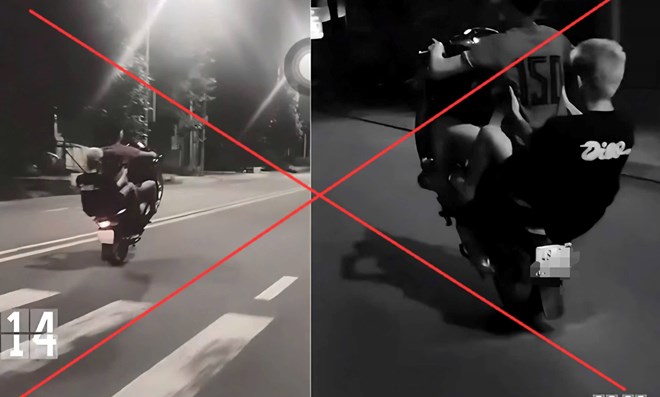 Hình ảnh P.N.D.L điều khiển xe máy "bốc đầu" trên đường để quay video đăng TikTok. Ảnh: Phòng Cảnh sát giao thông Công an Lâm Đồng.