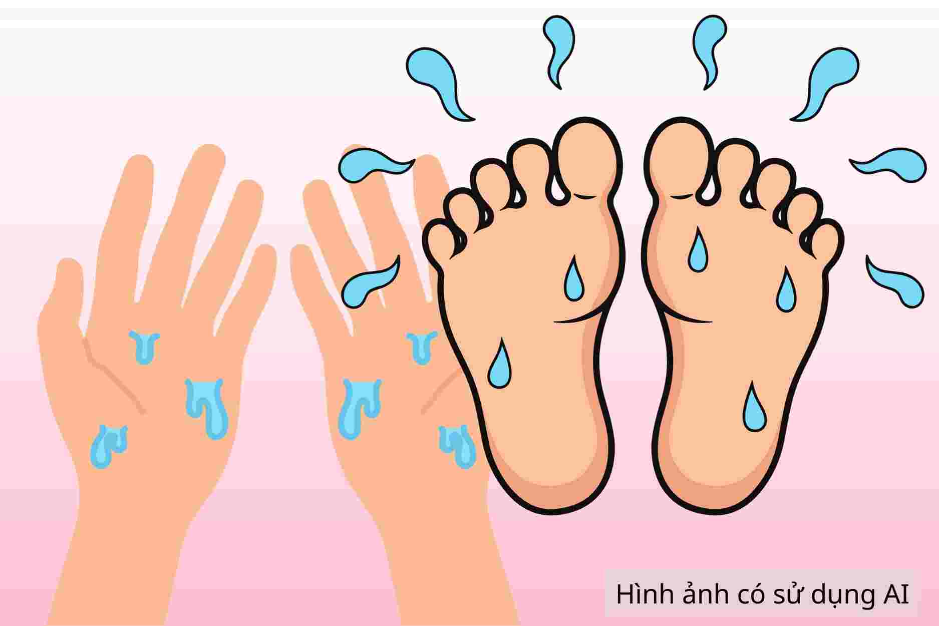 The reason is that sweat from hands and feet is abnormally profuse