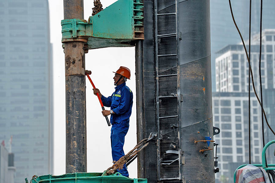 S1 station on metro line No. 5 in Hanoi begins construction of the first items. Photo: MRB