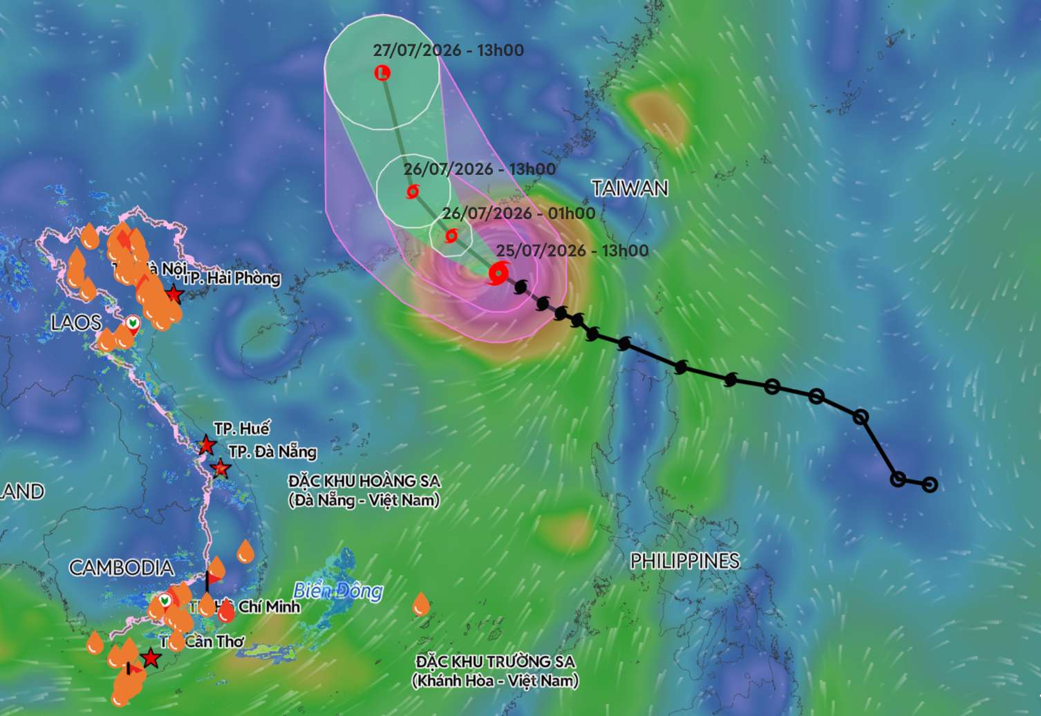 La tempête n° 2 Noul est sur le point de se renforcer au maximum avant de toucher terre. Photo: Système de surveillance des catastrophes naturelles du Vietnam