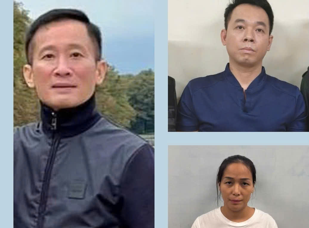 Chủ tịch Công ty Việt Mỹ (ngoài cùng bên trái) và các đồng phạm bị khởi tố. Ảnh: Bộ Công an
