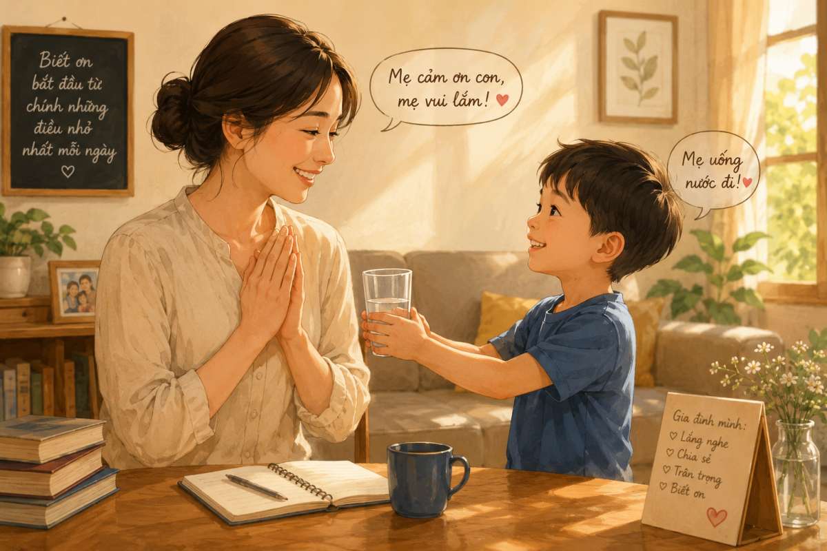 Children should be encouraged when expressing gratitude to their parents. Photo: AI Chi Long