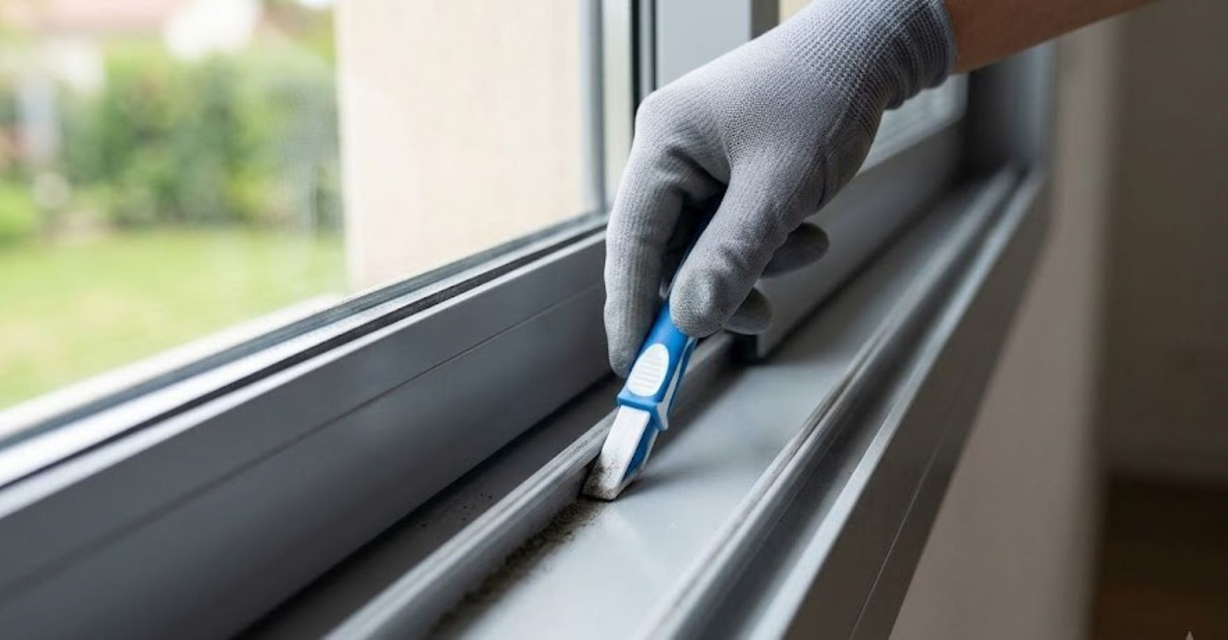 Windows crevices are one of the areas that are difficult to clean and are often covered in dust. Image created by AI