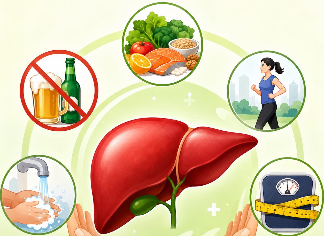 5 simple ways to help enhance liver function. Graphics: Vy Vy/ Photos using AI