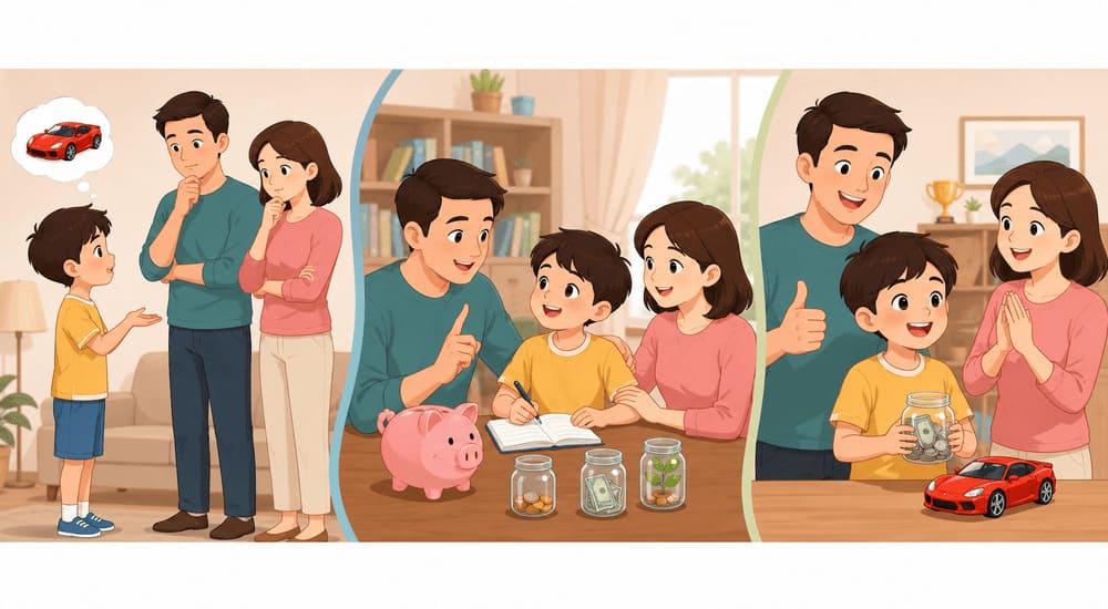 Parents should teach their children to spend reasonably and avoid wastefulness early. Photo: AI