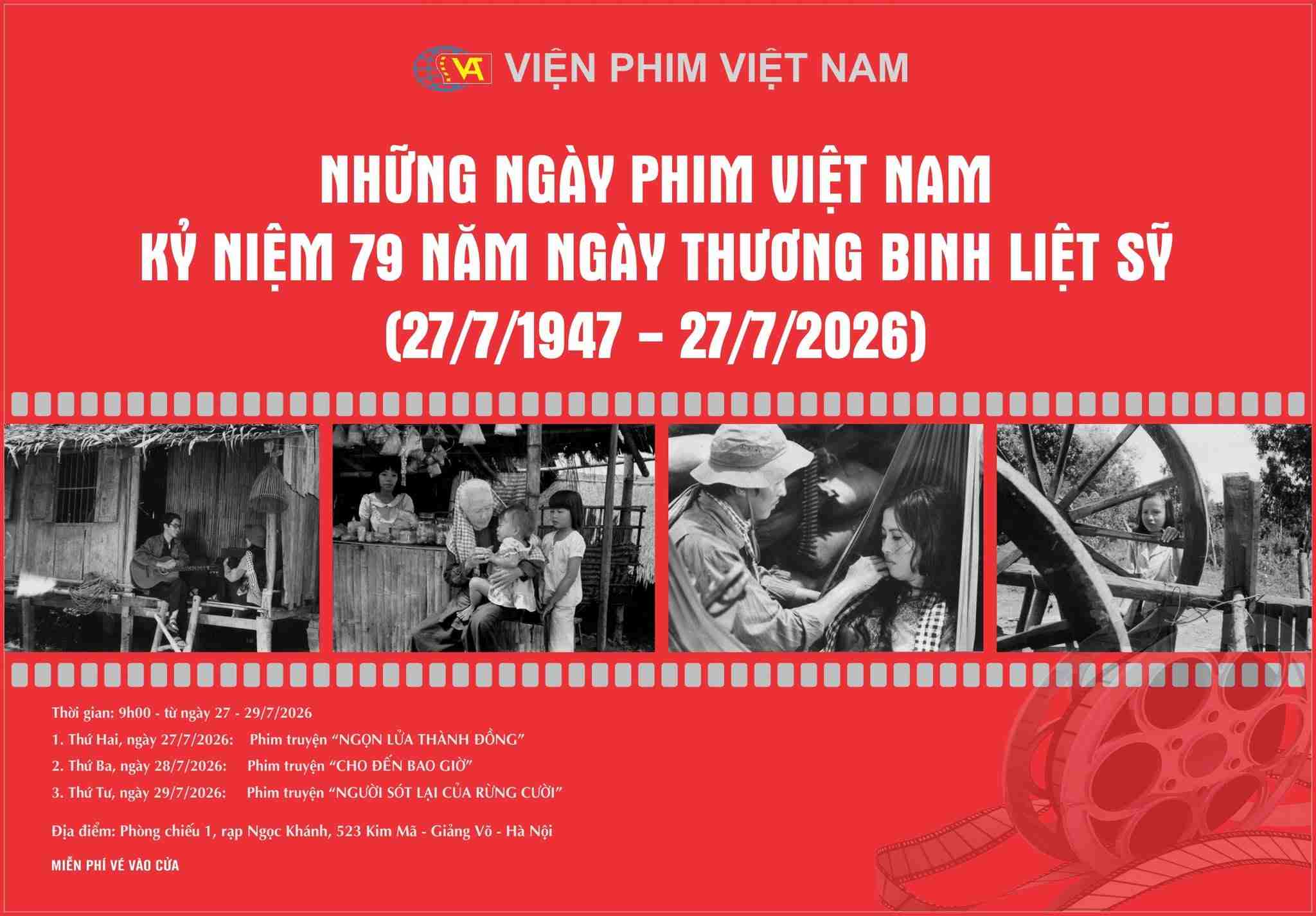 Chiếu miễn phí 3 bộ phim tri ân các Anh hùng liệt sĩ tại Hà Nội. Ảnh: Viện phim Việt Nam