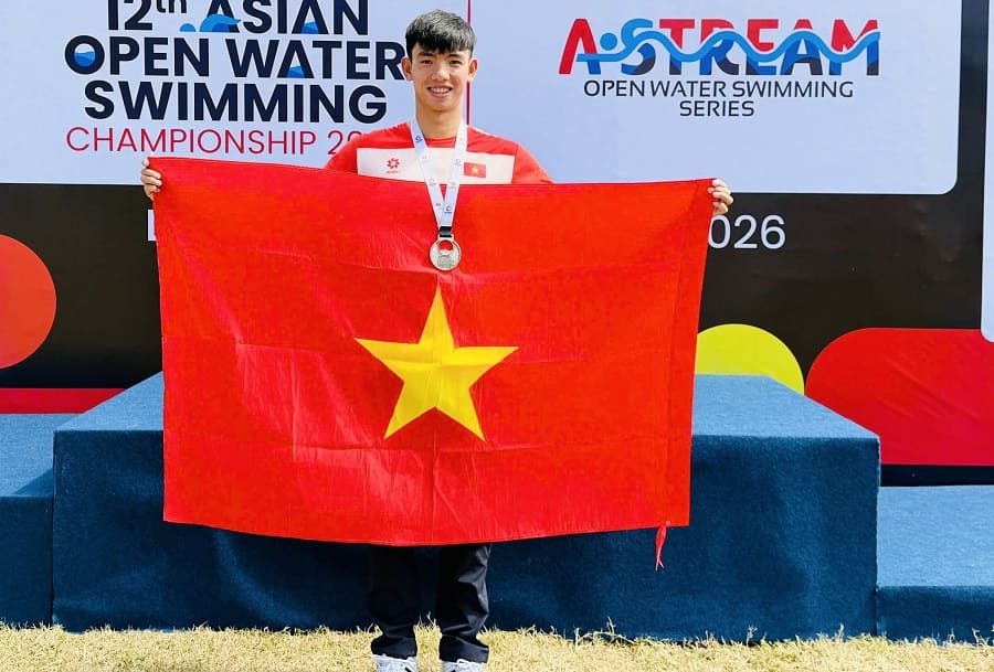 Le joueur Nguyen Huy Hoang de l’équipe vietnamienne de natation. Photo de : Hoai Viet