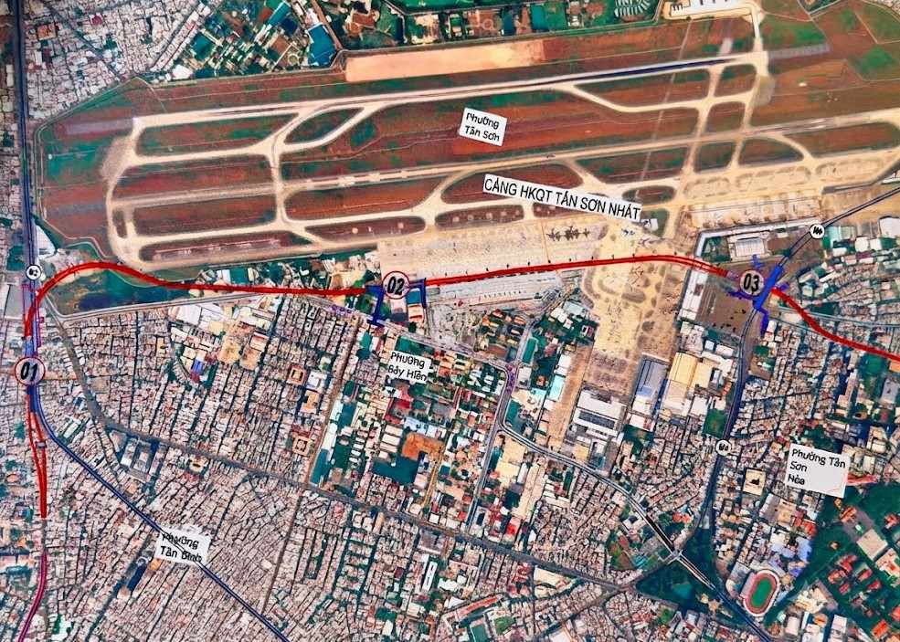 Plan to arrange 2 underground metro stations under Tan Son Nhat airport. Photo: MAUR
