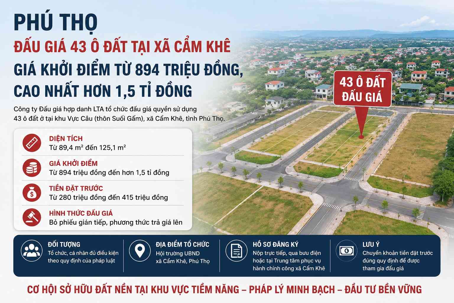 43 land plots in Phu Tho are about to be auctioned. Illustrative photo by AI