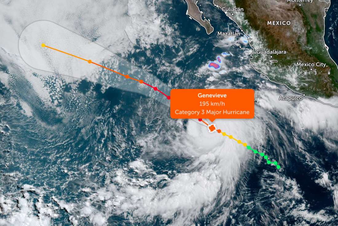 Le typhon Genevieve s'est intensifié à une vitesse fulgurante pour devenir un super typhon dans l'océan Pacifique. Photo: JTWC