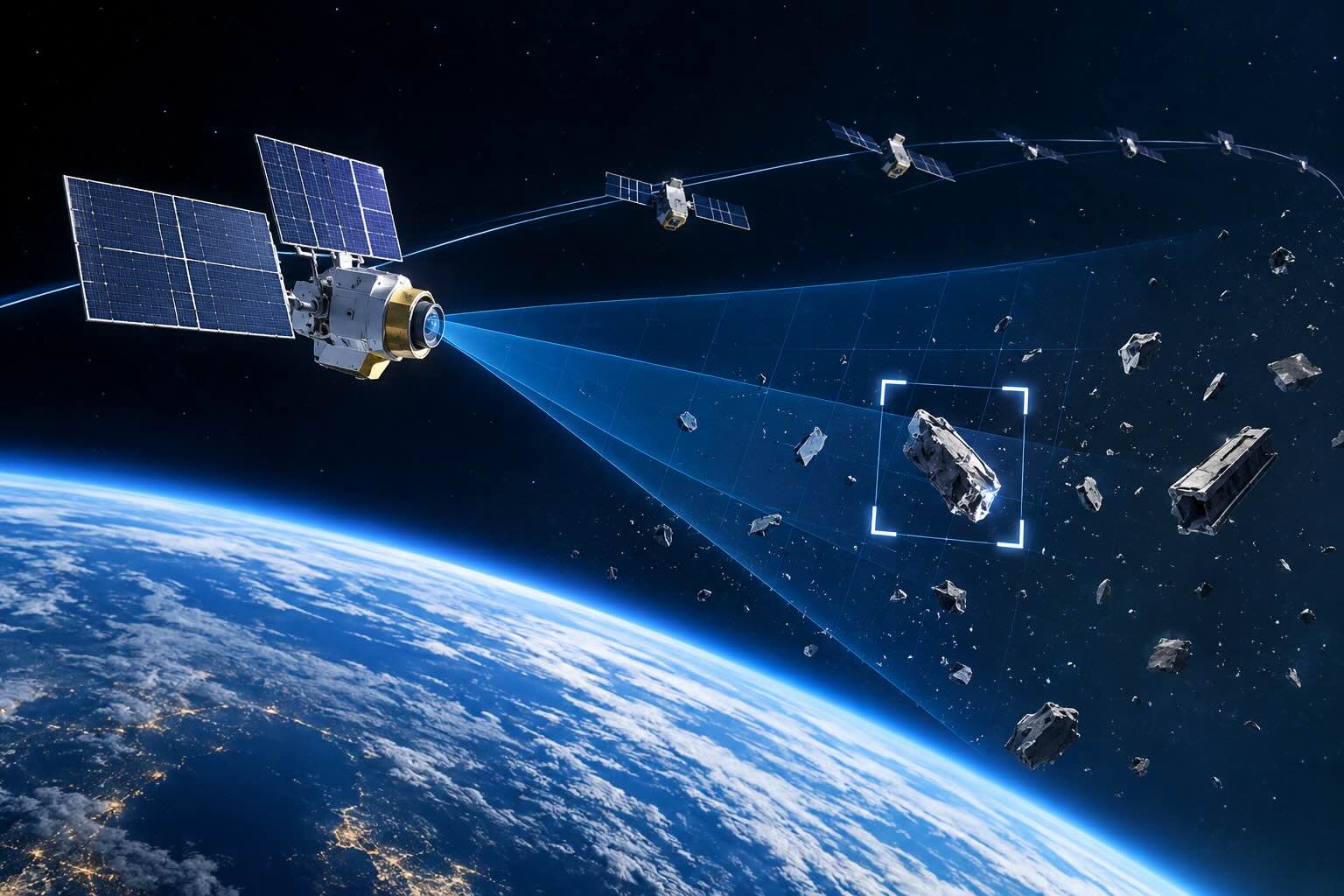 China has deployed its first commercial satellite cluster specializing in monitoring space debris. Graphics: AI