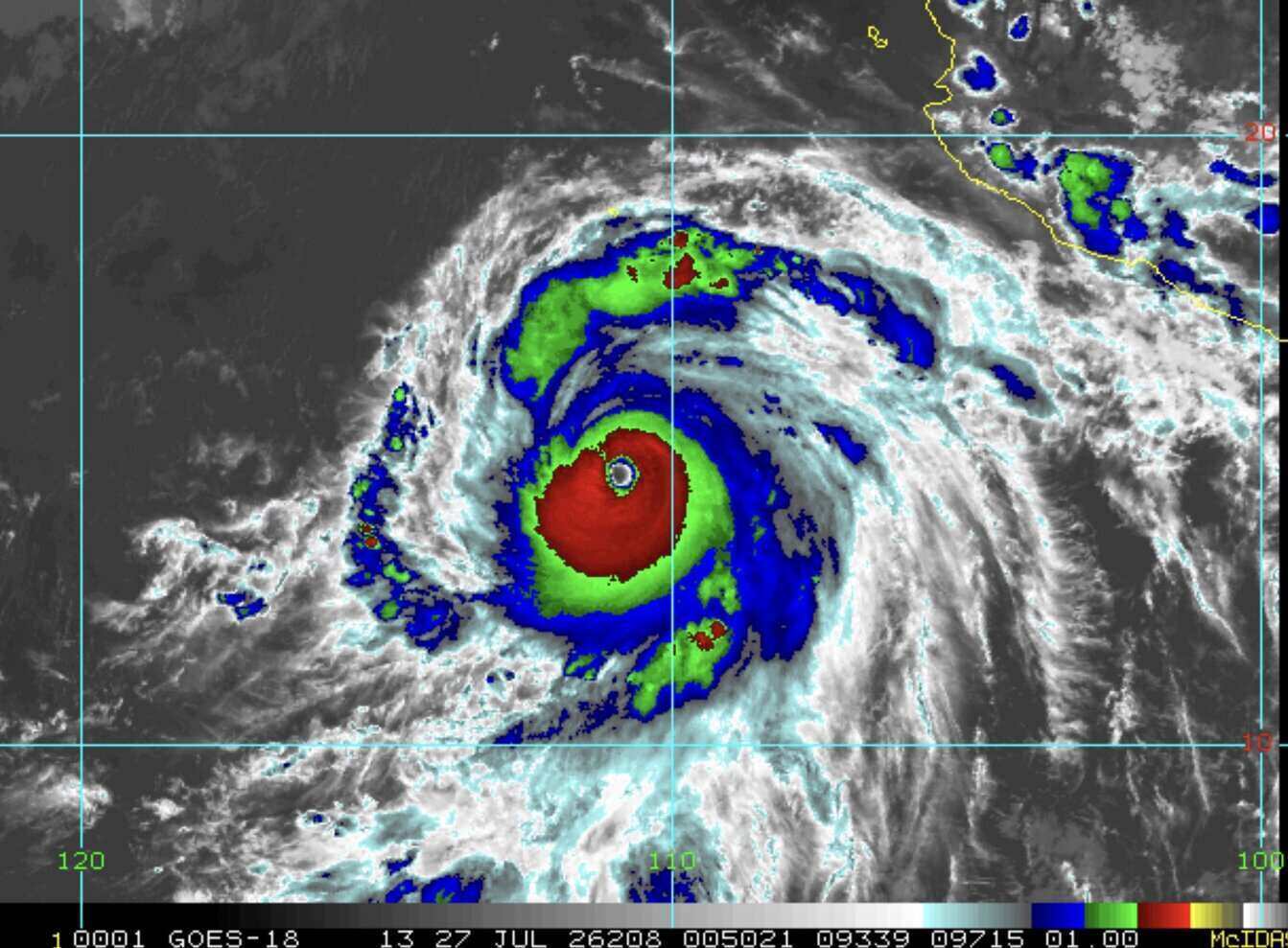 La tempête Genevieve s'est rapidement intensifiée en typhon de catégorie 4 dans le bassin du Pacifique oriental. Photo: NOAA