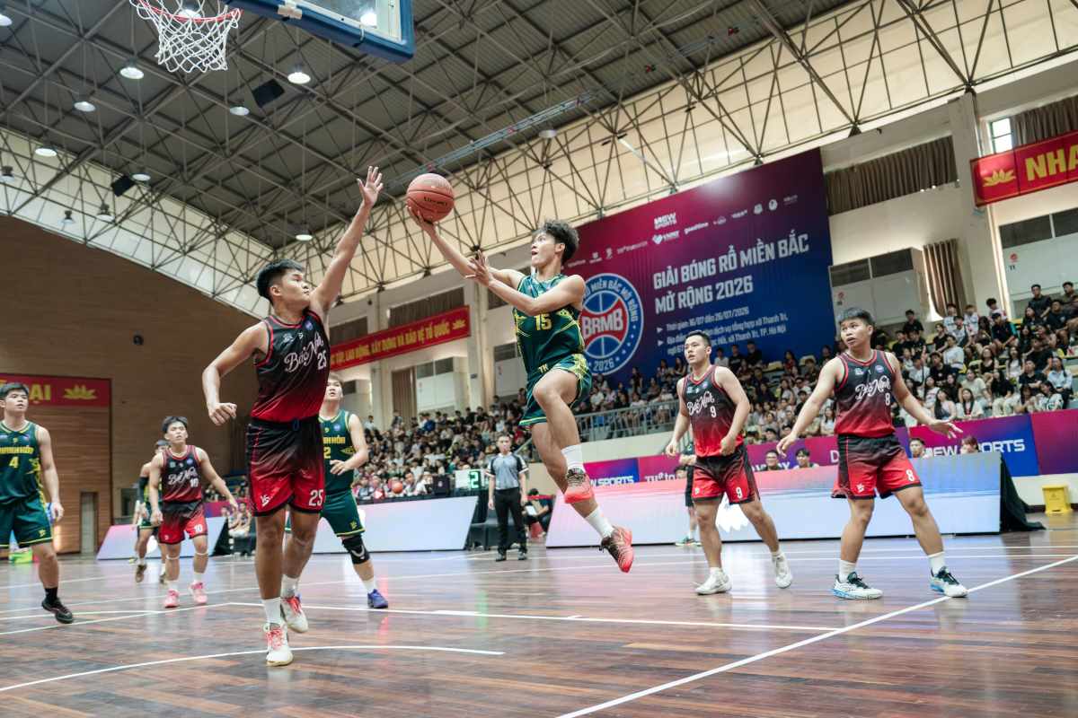 Giải bóng rổ miền Bắc 2026 đã diễn ra sôi nổi, hấp dẫn với những kết quả bất ngờ. Ảnh: Ban tổ chức