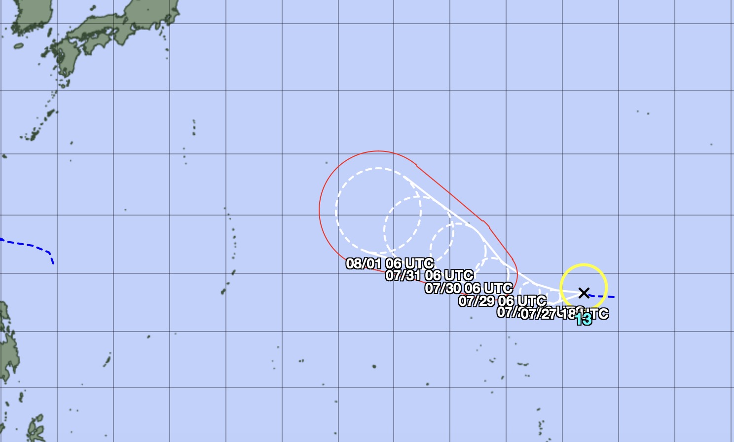 Hurricane Dolphin's path, a potential storm to strengthen into the strongest super typhoon since the beginning of the season. Photo: JMA