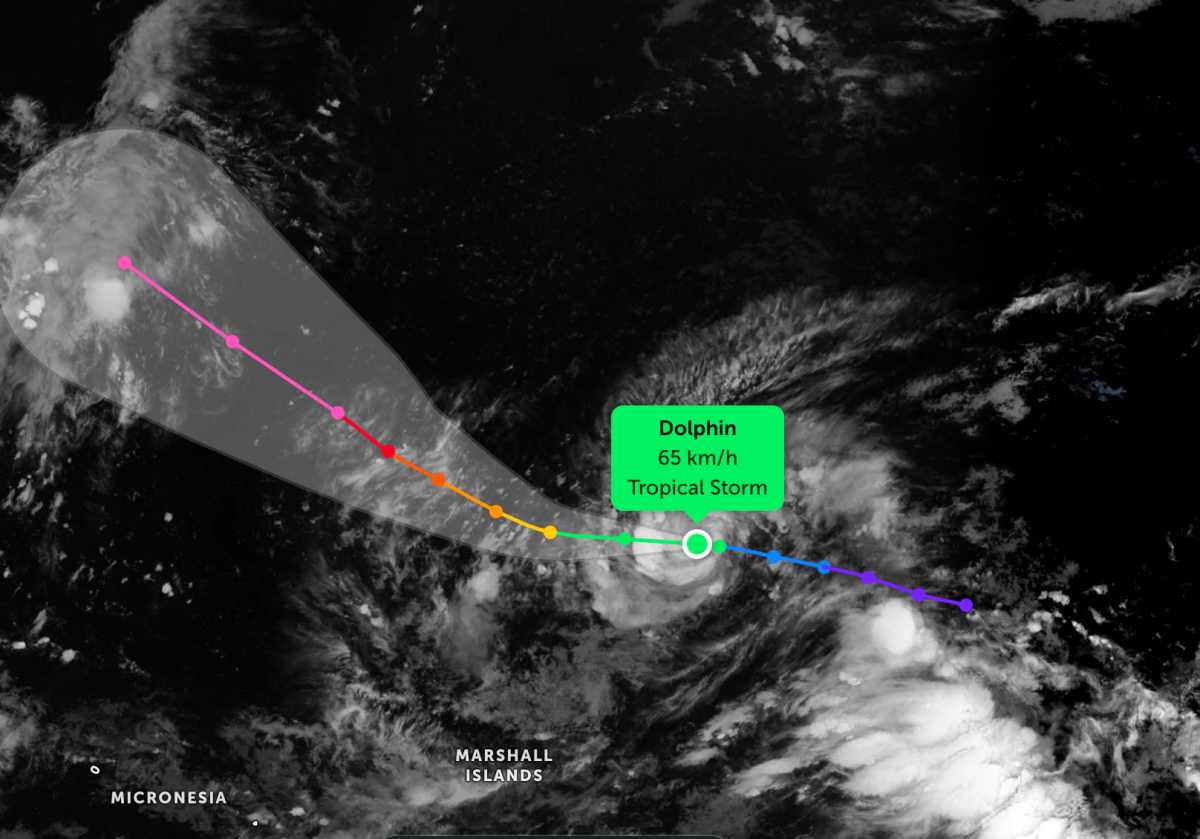 La depresión tropical en la región del Pacífico Occidental se ha fortalecido oficialmente hasta convertirse en huracán Dolphin. Foto: JTWC