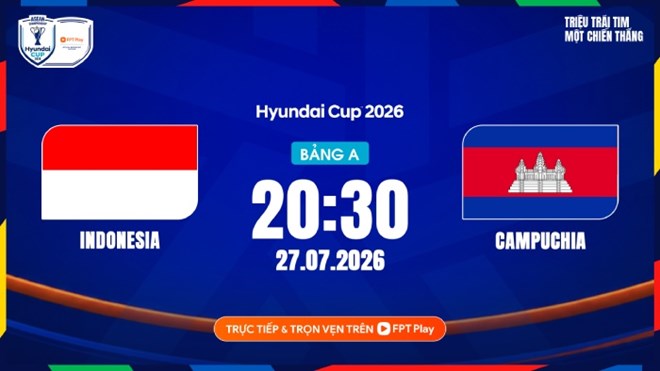 Link to watch Indonesia vs Cambodia football live at ASEAN Cup 2026. Photo: FPT Play