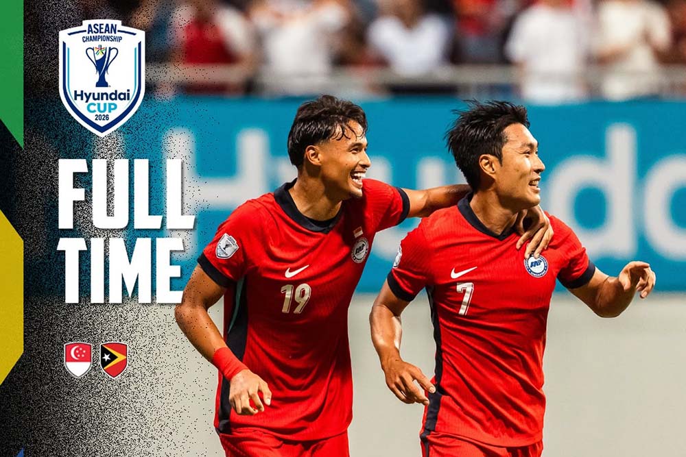 The Singapore team won 2-0 against Timor-Leste in the second match of Group A of the ASEAN Cup 2026. Photo: Singapore Football Association