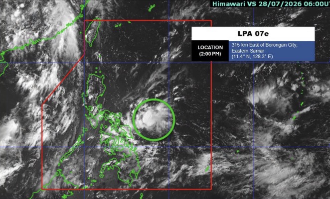 Low pressure near the Philippines formed on the afternoon of July 28. Photo: PAGASA