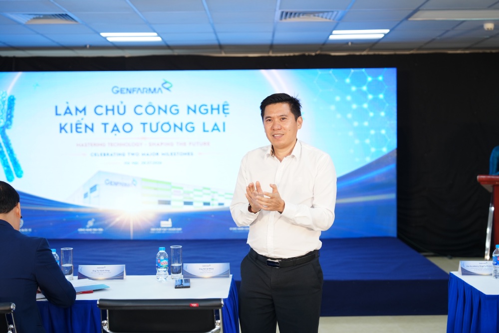 Ông Bùi Lê Khoa - Tổng Giám đốc Genfarma nhấn mạnh việc làm chủ các công nghệ sinh học tiên tiến luôn là mục tiêu của doanh nghiệp. Ảnh: Genfarma
