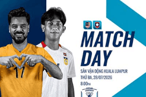 Live football Malaysia vs Laos at ASEAN Cup 2026.