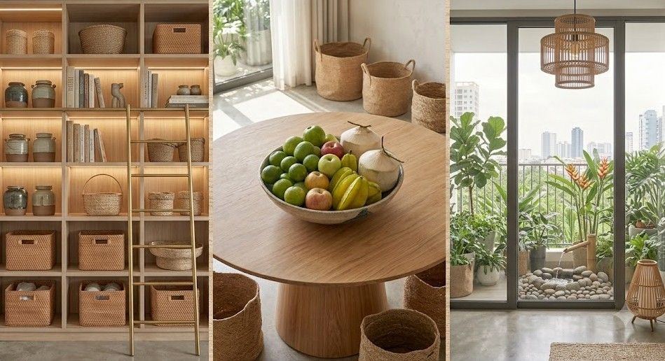 Các chi tiết trang trí từ thiên nhiên góp phần tạo không gian sống ấm cúng, thư giãn. Ảnh tạo từ AI