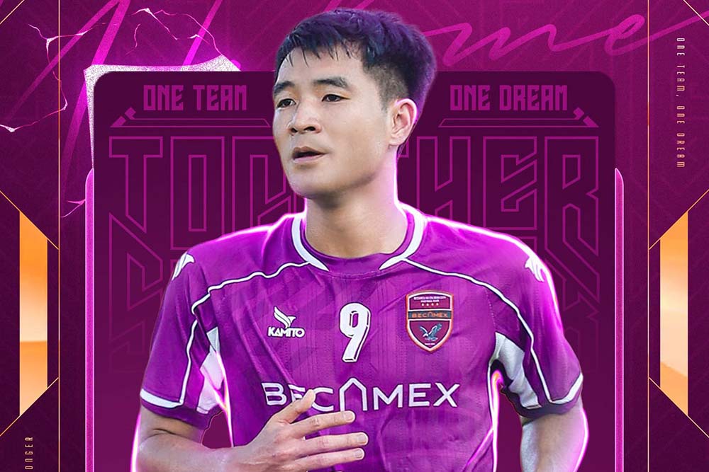 공격수 하득찐은 2026-2027 시즌 전에 베카멕스 TPHCM 유니폼을 입고 공식적으로 복귀합니다. 사진: 베카멕스 TPHCM 클럽