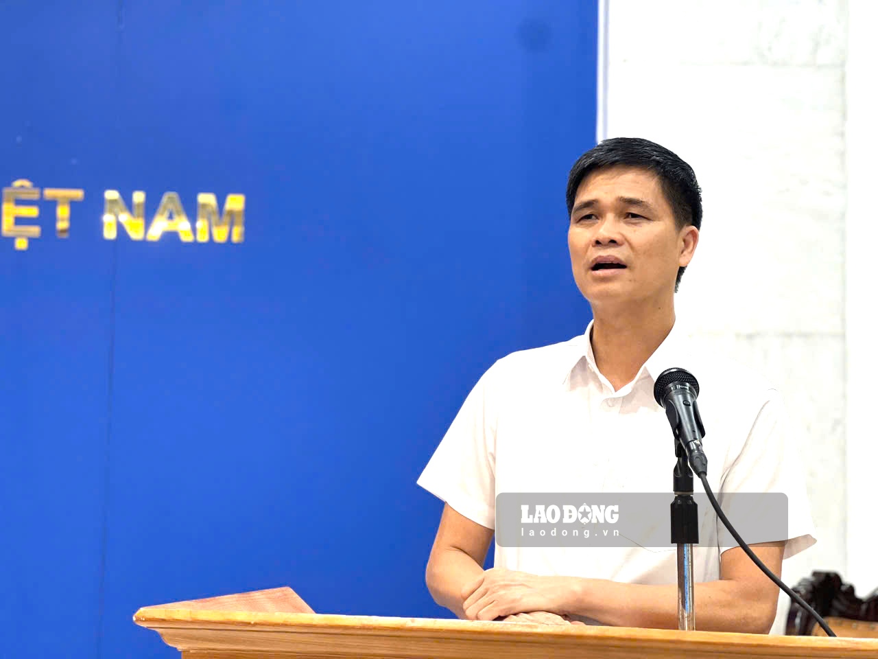Phó Chủ tịch Thường trực Tổng Liên đoàn Lao động Việt Nam Ngọ Duy Hiểu phát biểu tại hội thảo chiều ngày 29.7. Ảnh: Minh Hương.