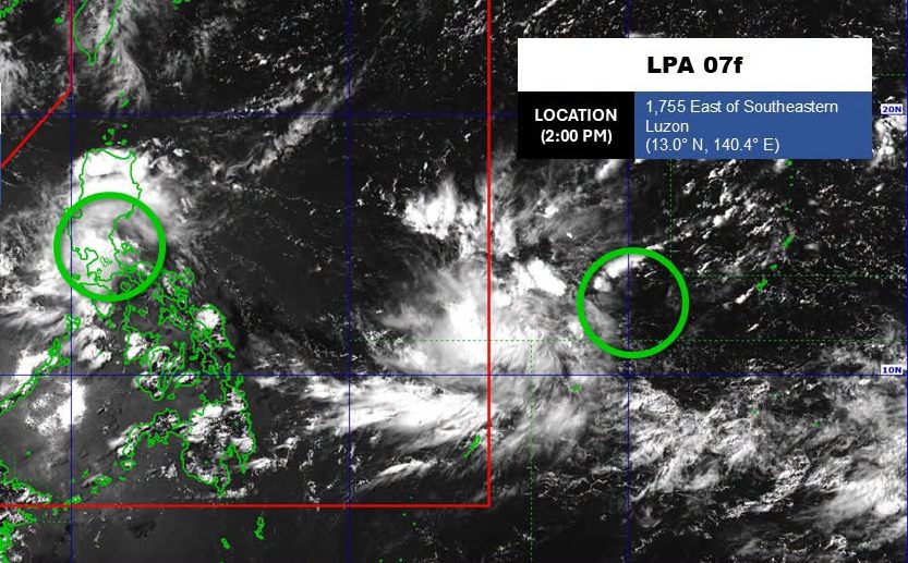 Low pressure near the East Sea officially makes landfall in the Philippines. Photo: PAGASA