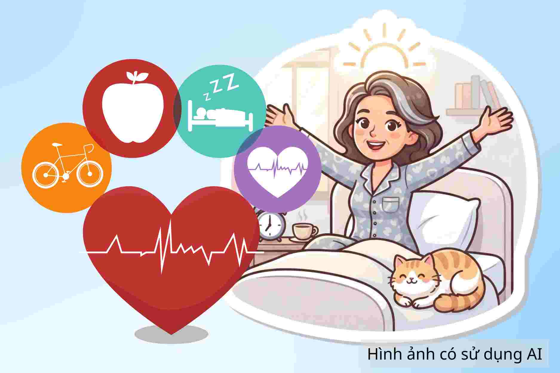 6 morning habits to help women after 40 improve their health. Images using AI