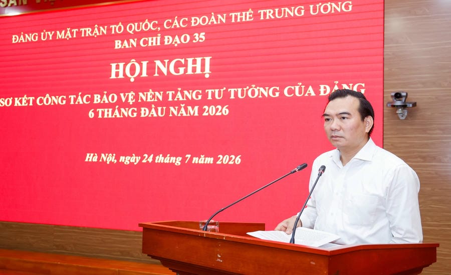 Mr. Nguyen Minh Chung, Member of the Standing Committee, Head of the Propaganda and Mass Mobilization Committee of the Party Committee of the Fatherland Front, Central mass organizations. Photo: Character provided