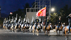 Officers and soldiers along with specialized motorcycles and cavalry had a night-long training session, ready for the Opening Ceremony of the 2026 People's Police Sports Festival in Da Nang. Photo: Thanh Huyen