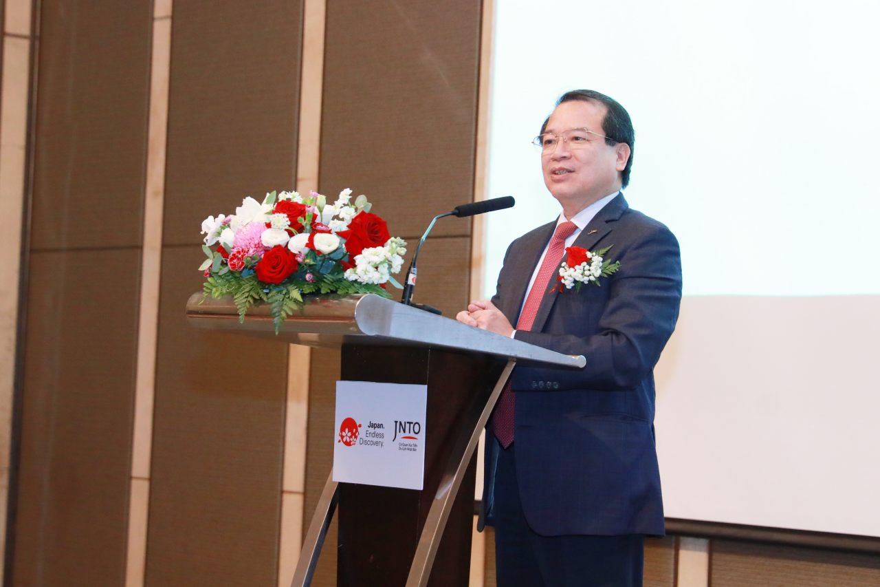 Ông Hà Văn Siêu - Phó Cục trưởng Cục Du lịch Quốc gia Việt Nam phát biểu tại sự kiện. Ảnh: JNTO
