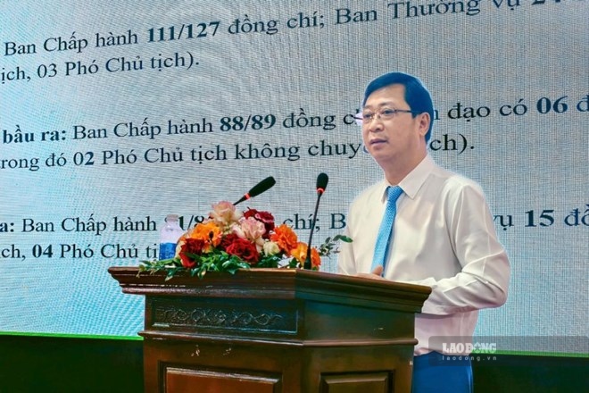 Mr. Cao Xuan Thao, Vice Chairman of the Central Committee of the Vietnam Fatherland Front Thoroughly grasped Special Topic 1: Core contents of the Resolution of the 11th National Congress of the Vietnam Fatherland Front. Photo: Quynh Chi