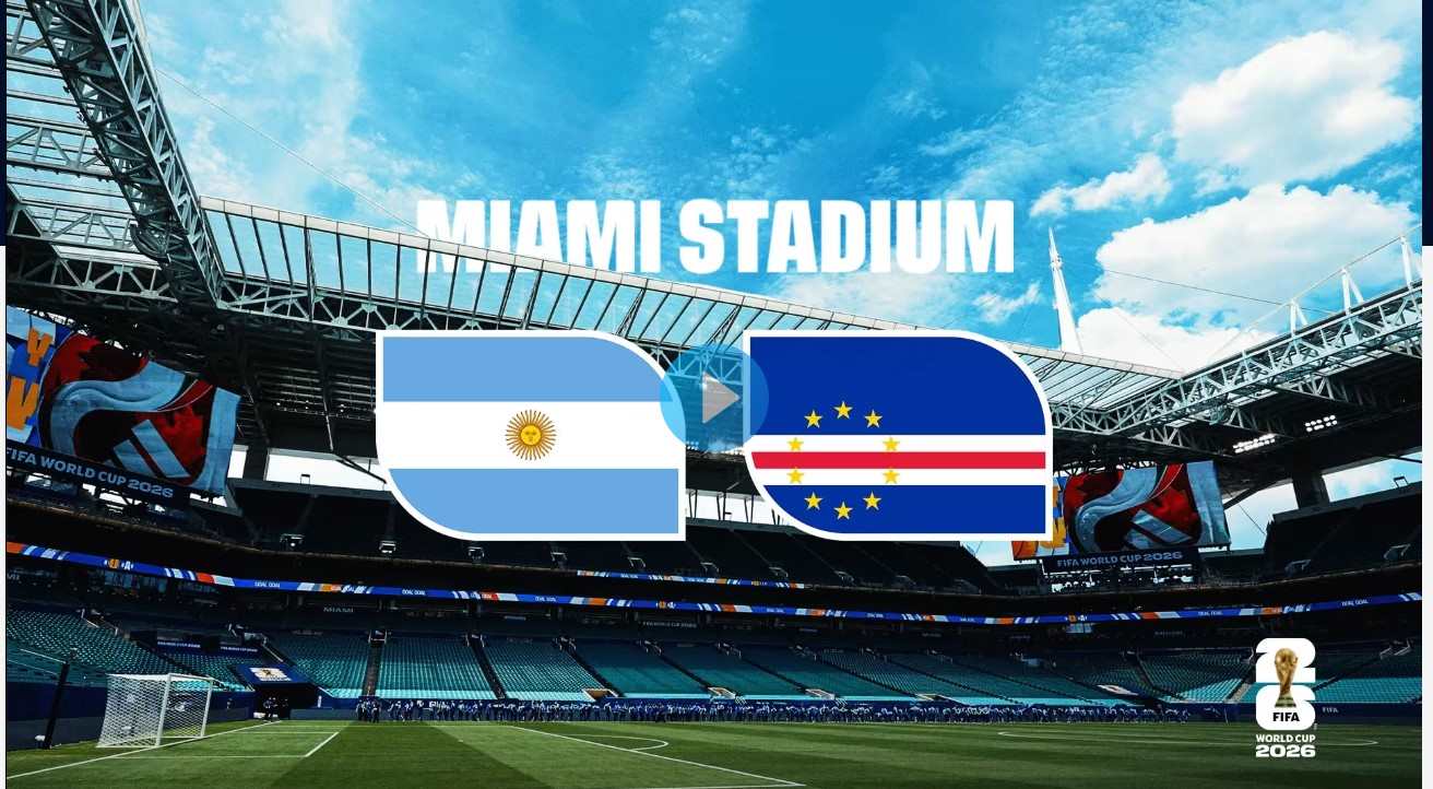 Trận Argentina vs Cabo Verde sẽ diễn ra lúc 5h00 ngày 4.7, tại sân Hark Rock ở Miami (Mỹ). Ảnh: Cắt từ video