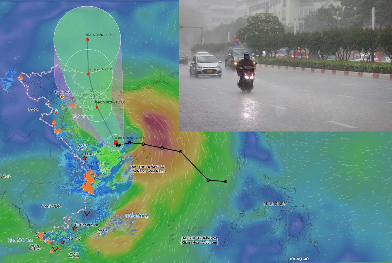台風1号の影響による7月4日からの雨の天気予報。写真:アン・アン/出典:ベトナム災害監視システム
