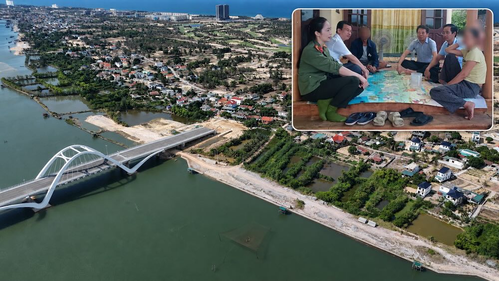 Los líderes locales persisten en la movilización para entregar el terreno para el proyecto del puente Nhật Lệ 3. Foto: Nguyễn Luân