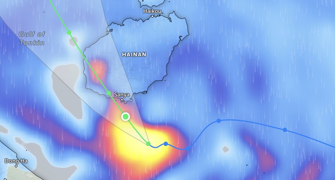 Forecast of Typhoon Maysak making landfall in the afternoon of July 3. Photo: Zoom Earth