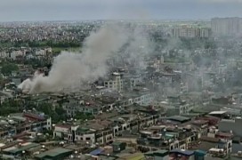 Vụ cháy nhìn từ trên cao. Ảnh: Ha Minh Khang