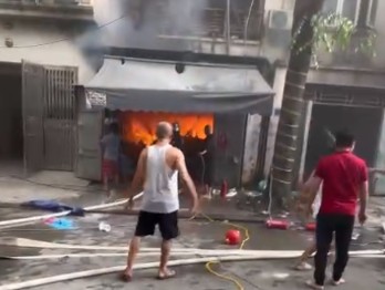 Fire scene. Photo cut from video