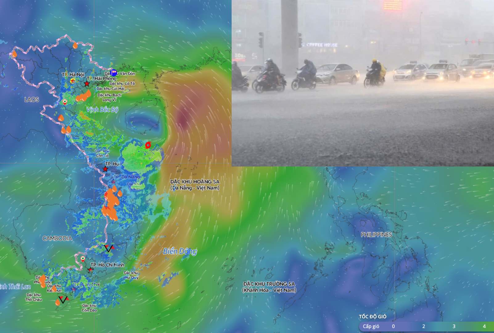 Storm No. 1 is likely to cause rain in the Northeast region from tonight, July 3. Photo compiled by: An An/Source: Vietnam Disaster Monitoring System