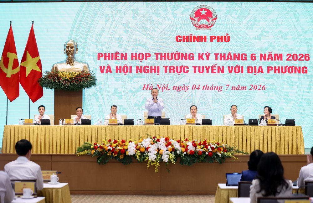 Tổng Bí thư, Chủ tịch nước Tô Lâm cùng các lãnh đạo Đảng, Nhà nước tại phiên họp. Ảnh: VGP