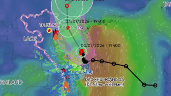 Forecast of 2 scenarios of path and impact of storm No. 1
