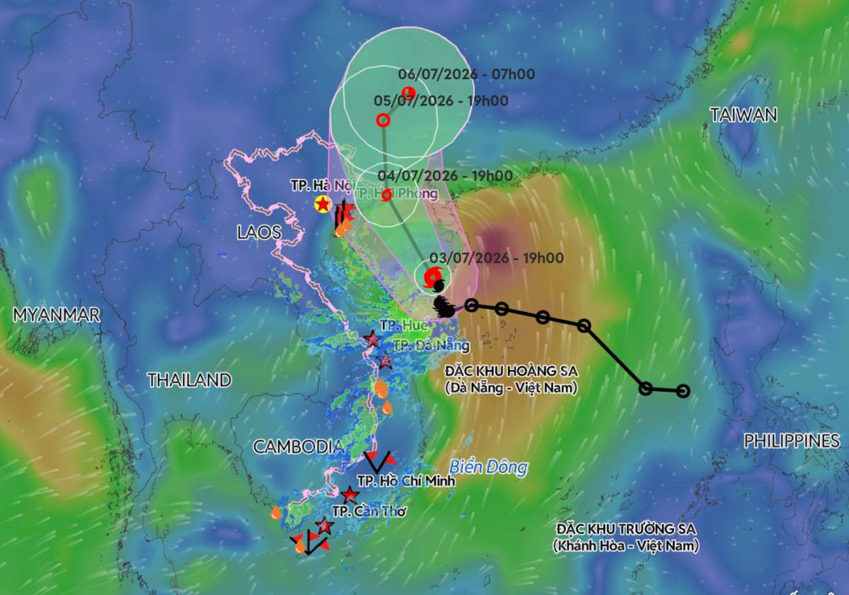 Update on the direction of storm No. 1 Maysak. Photo: Vietnam Disaster Monitoring System.