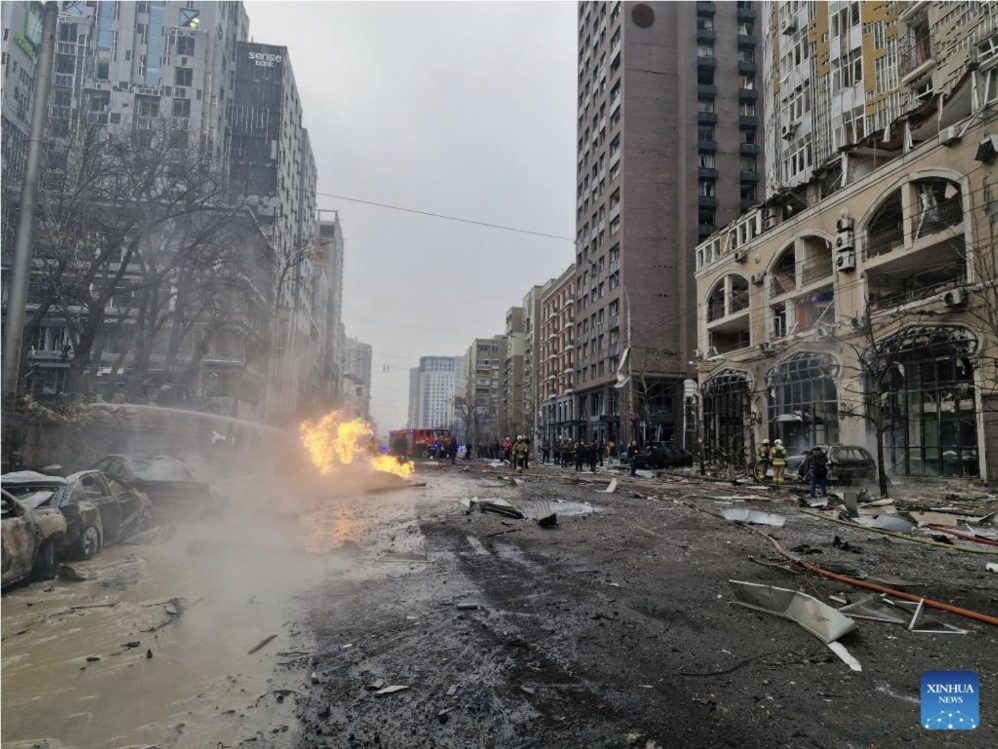 Ukraine's capital Kiev after a Russian attack. Photo: Xinhua