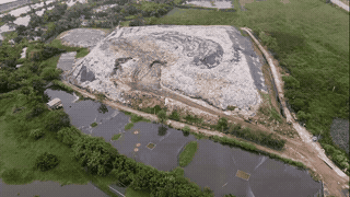 Close-up of overloaded and polluted landfill for many years in Thanh Hoa. Photo: Quach Du