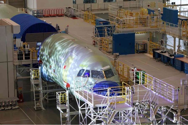 An Airbus plane is being assembled. Photo: Xinhua