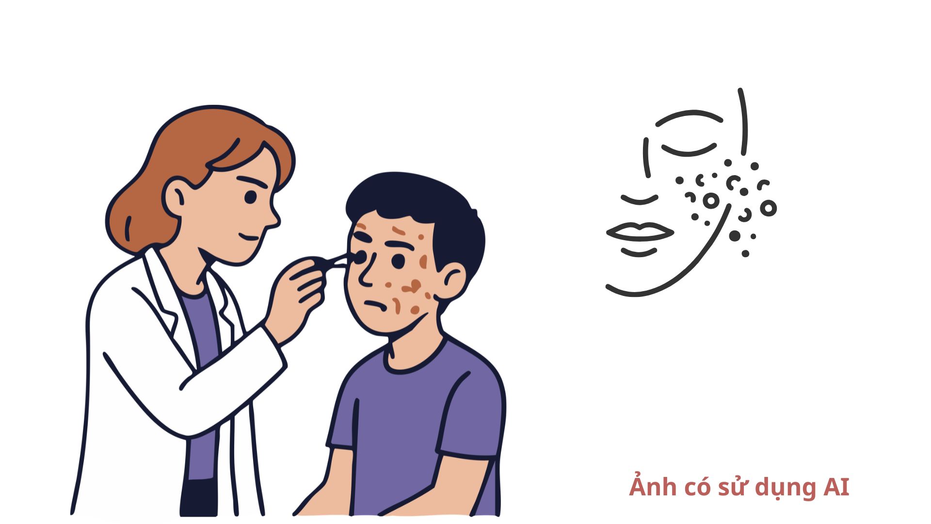 의사는 많은 피부 질환을 자가 치료해서는 안 된다고 경고합니다. 사진: 흐엉선/AI 사용 가능