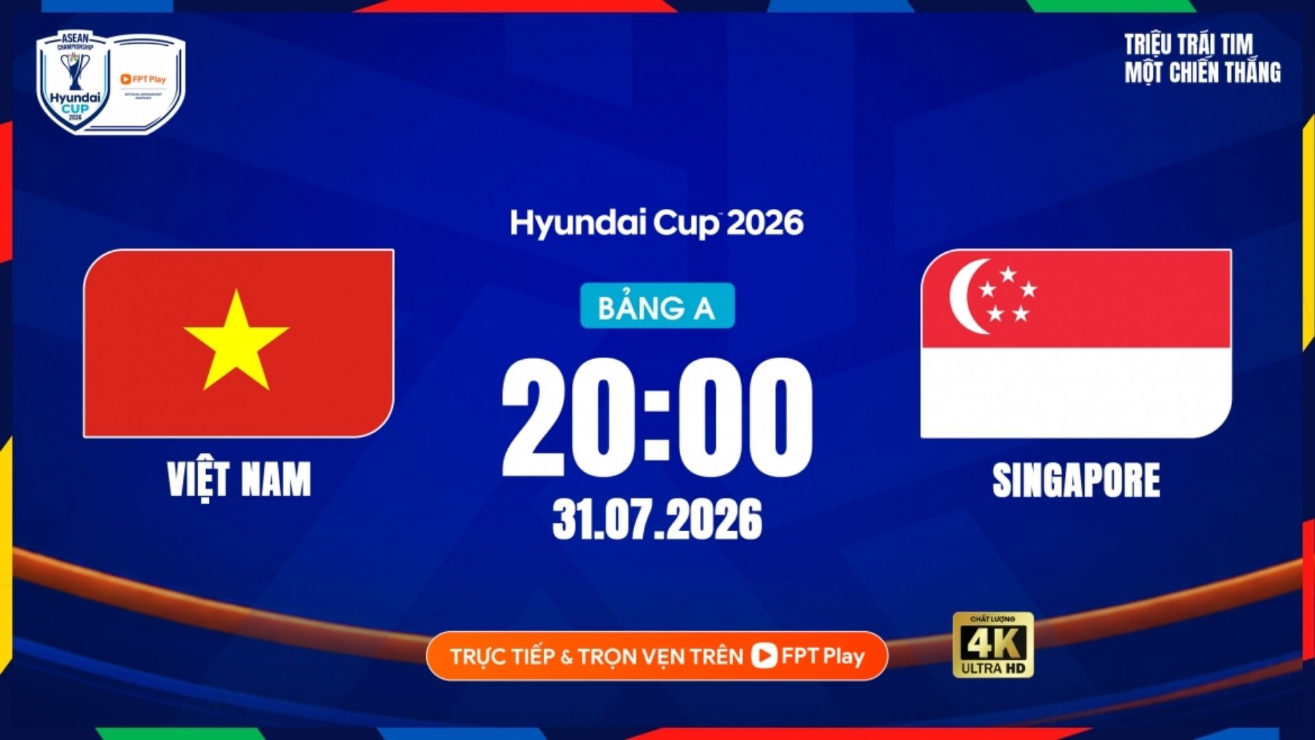 The Vietnamese team welcomes Singapore at My Dinh Stadium in a match considered the highlight of Group A of the ASEAN Cup 2026. Photo: FPT Play