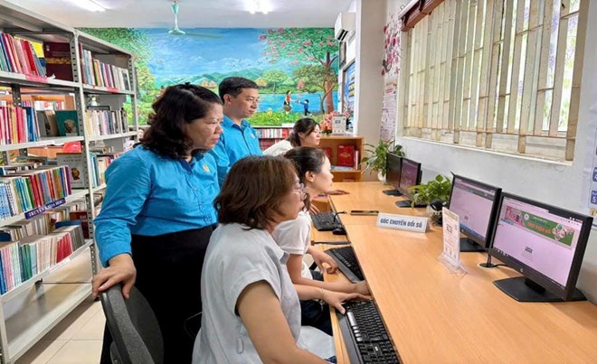 Một góc mô hình Không gian văn hóa Công đoàn của phường Bồ Đề. Ảnh: Ngọc Ánh